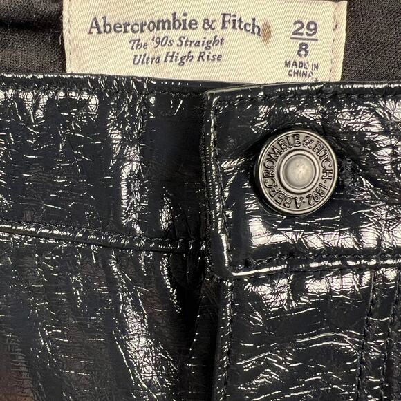 Abercrombie & Fitch The 90’s Straight Ultra High Rise Faux Leather Pants Size 8 - Picture 3 of 11